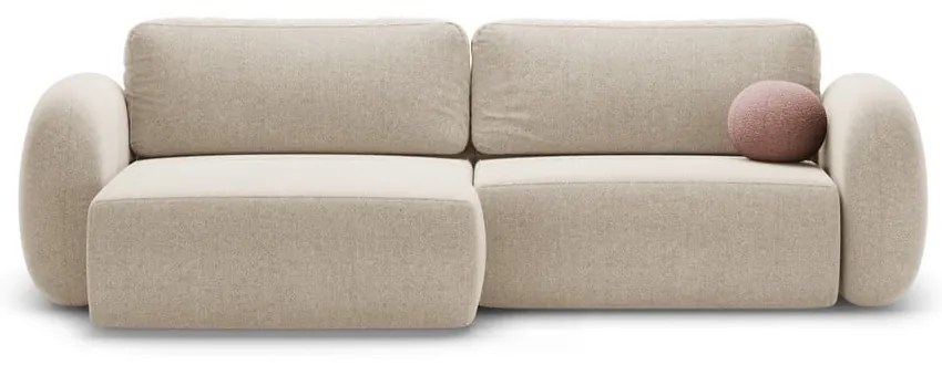 Bézs zsenília kinyitható-tárolóhelyes sarokkanapé Tonale – Cosmopolitan Design