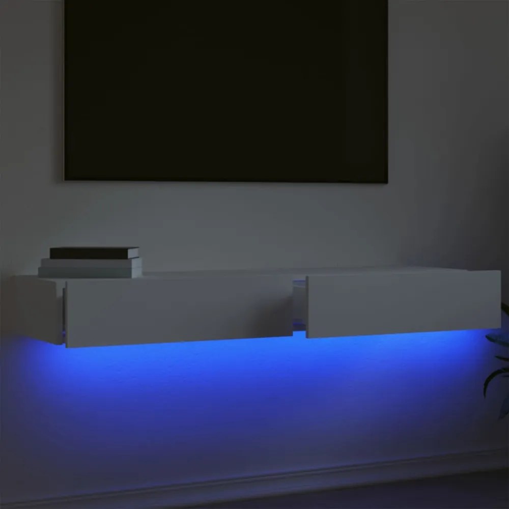 2 db fehér TV-szekrény LED-lámpákkal 60x35x15,5 cm
