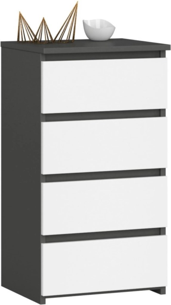 Komód szekrény 40 cm CL4 grafit szürke-fehér Akd