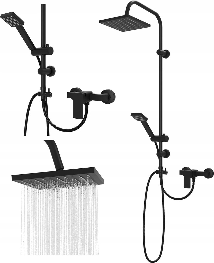 Zuhanyszett Fekete Esőztető Fülhallgató Zuhany Erie Csaptelep Veri