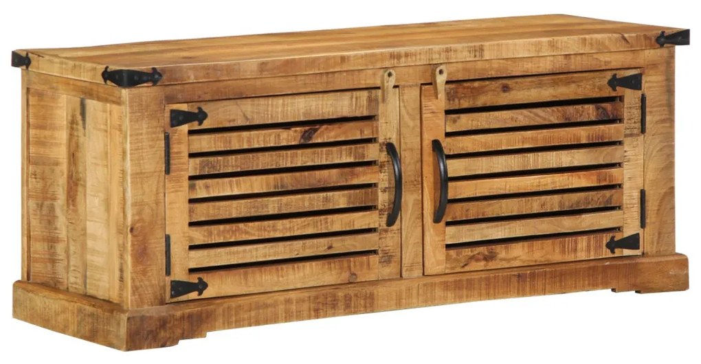 Cipőpad 110x38x45 cm Tömör Fa Rusztikus Mangó