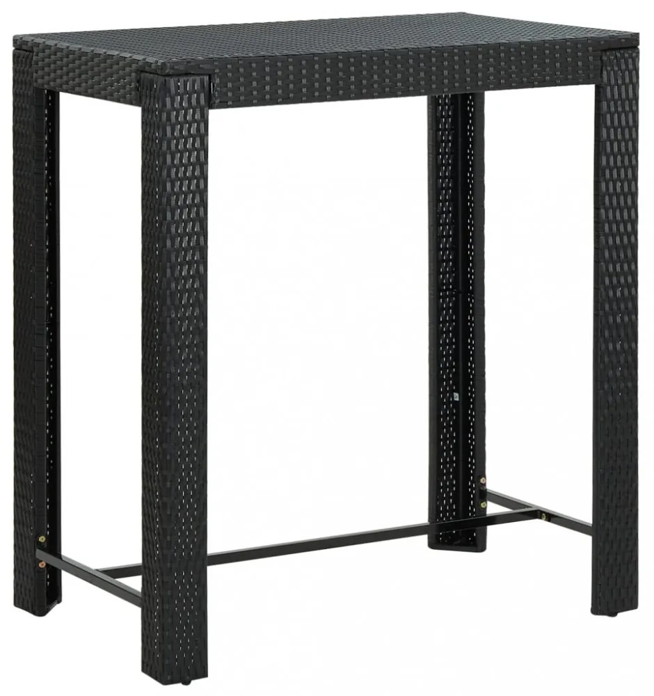 7 részes fekete polyrattan kültéri bárszett párnákkal