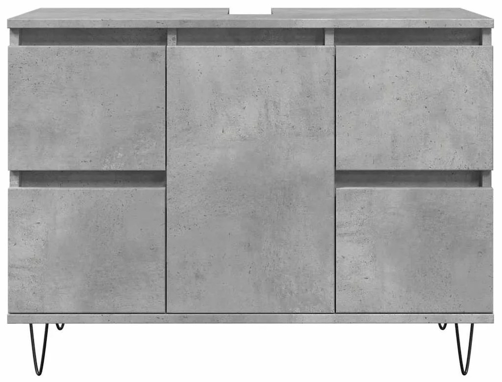 Betonszürke szerelt fa fürdőszobaszekrény 80 x 33 x 60 cm