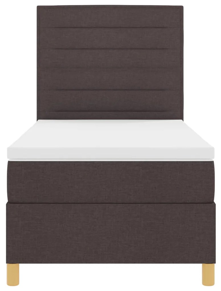 Box Spring Ágy matraccal & LED világítással Sötétbarna 90x200 cm Szövet