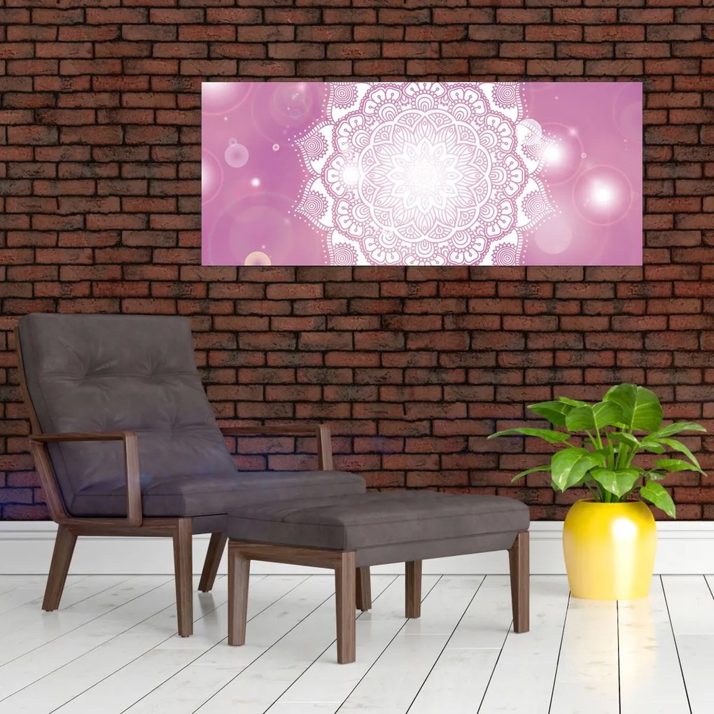 Egy mandala képe rózsaszín háttérrel (120x50 cm)