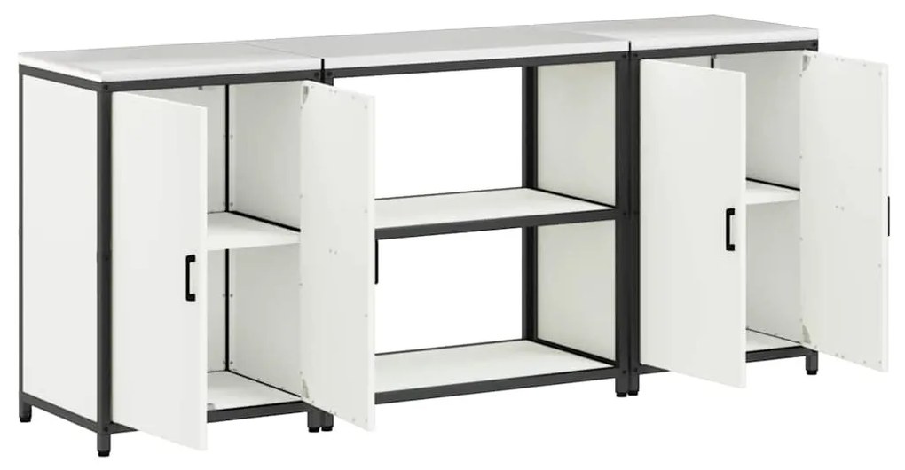Konyhai Tároló Készlet polcokkal 3 pcs Fehér 210 x 50 x 92 cm