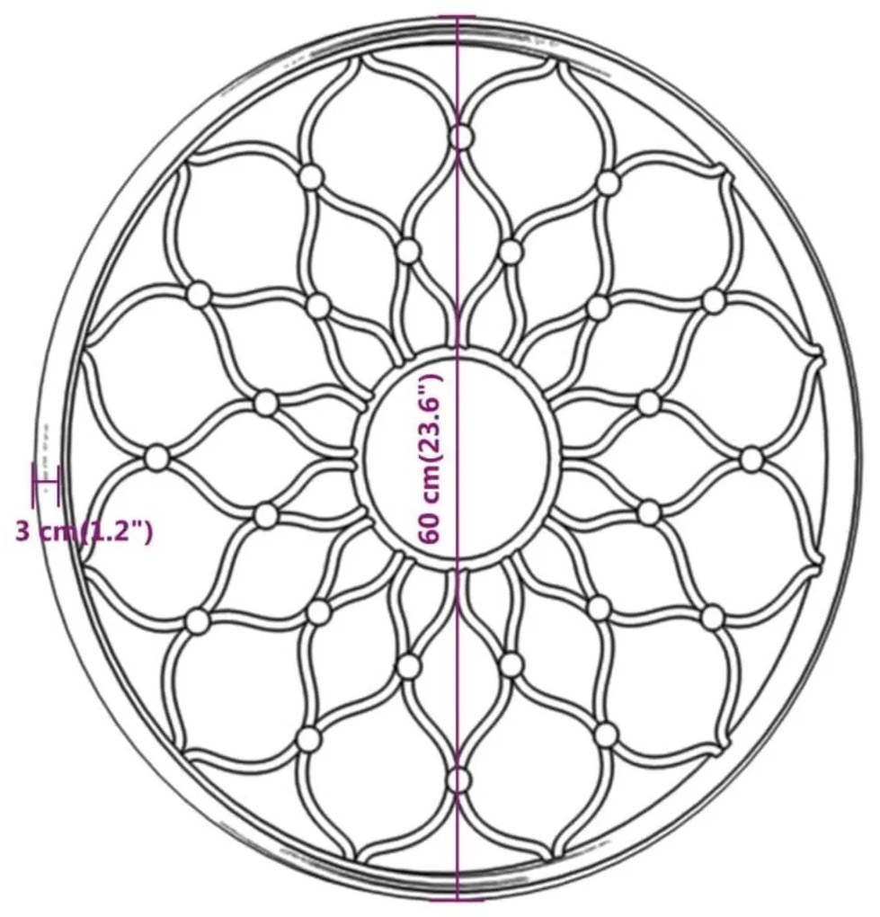 fekete kerek vas kerti tükör kültéri használatra 60 x 3 cm