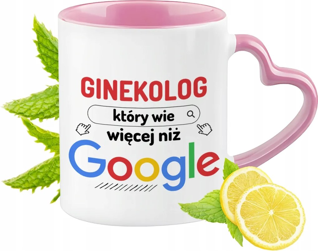 Nőgyógyász bögre Rózsaszín, szív alakú füllel Kávé ajándék