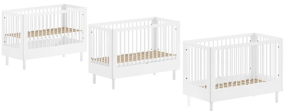 Fehér bükkfa babaágy állítható magassággal 60x120 cm Forrest – Vipack