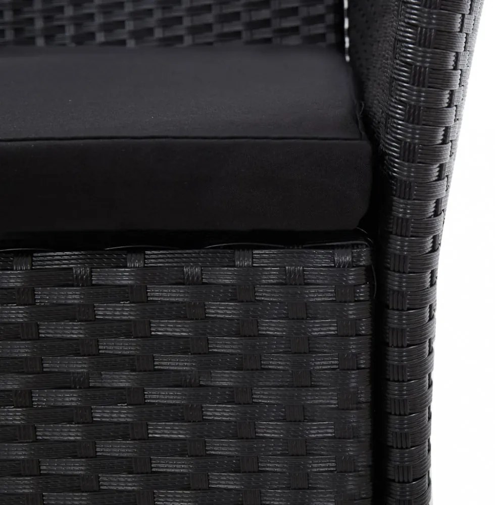 9 részes fekete polyrattan kültéri étkezőgarnitúra