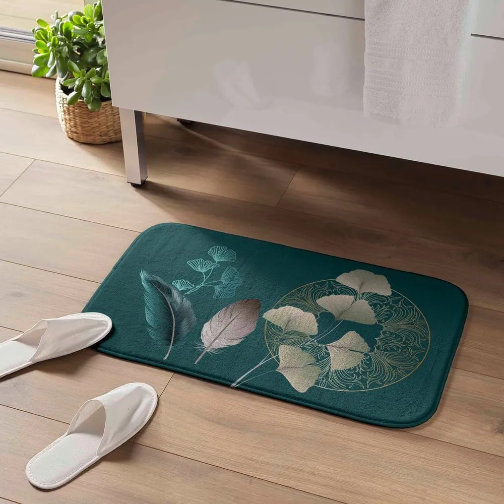 Türkiz fürdőszobai kilépő 45x75 cm Ginkoblue – douceur d'intérieur