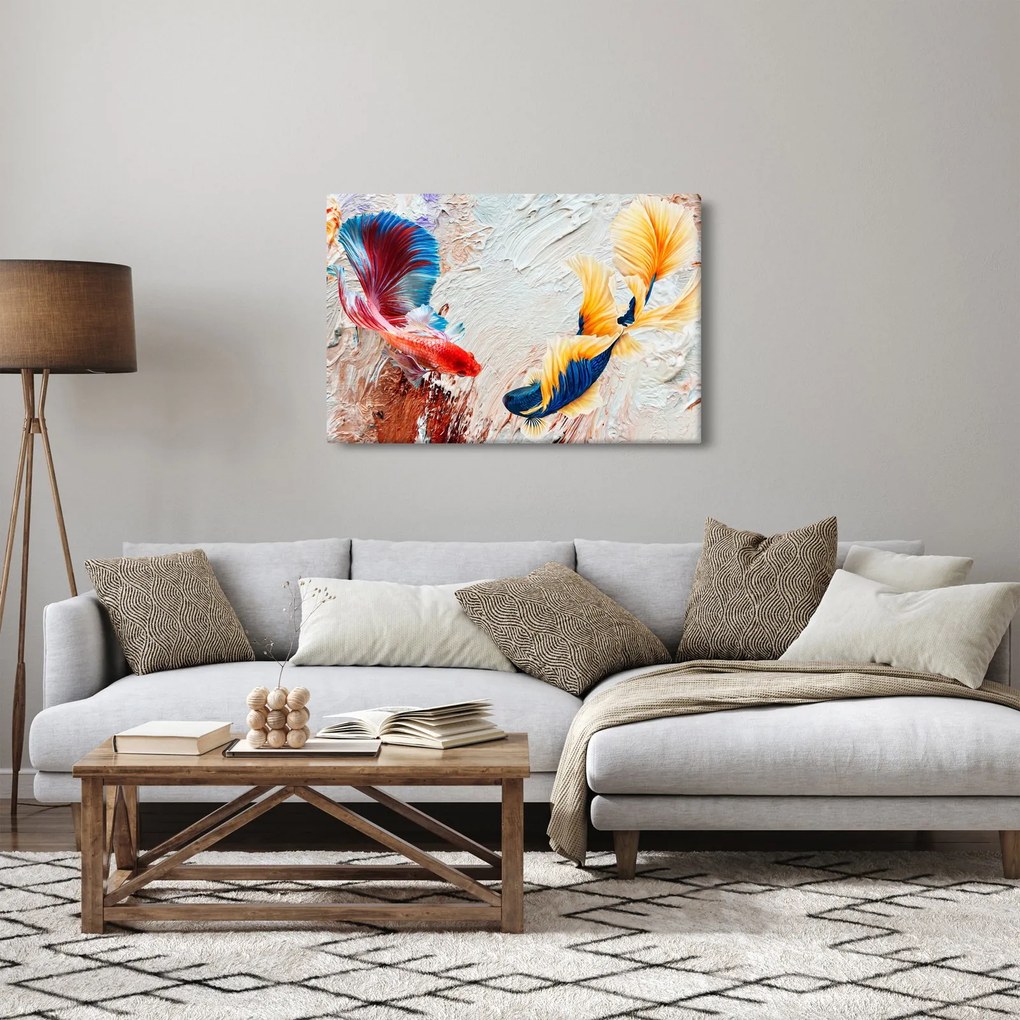 Kép - harcoló hal (90x60 cm)