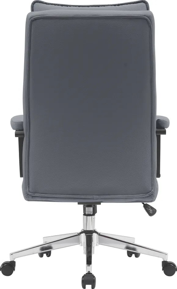 Irodai szék, szürke ekobőr/króm, KAHIL