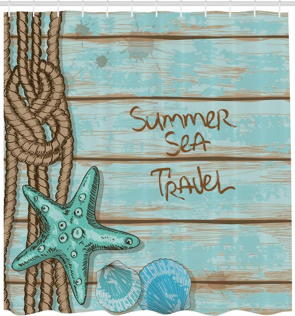 Zuhanyfüggöny 175x240 cm, akasztókkal, Nyaralás, Kagylók