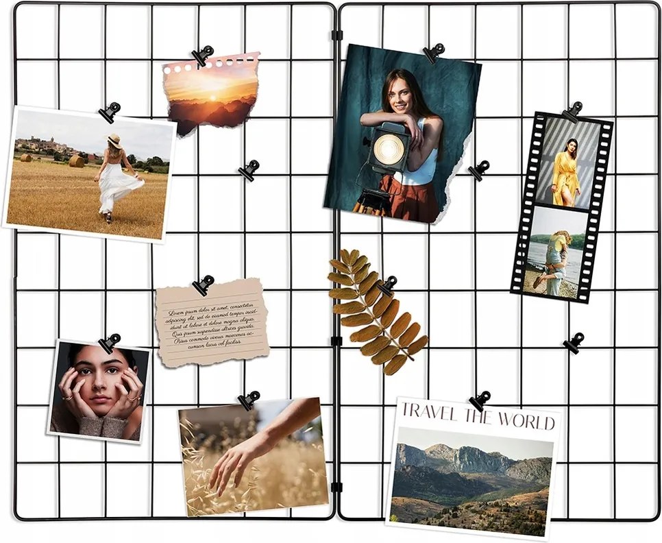 Fényképtartó Rács Fém Fekete Memo Tábla Fali Rendszerező