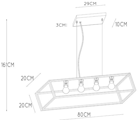 Lucide 00425/04/30 - Csillár zsinóron FABIAN 4xE27/40W/230V