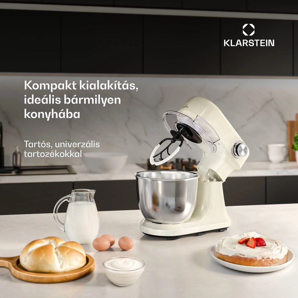 Klarstein Bella Evo konyhai gép | Bolygókeverő rendszer | 3 keverőfej | 1500 W | 5 l
