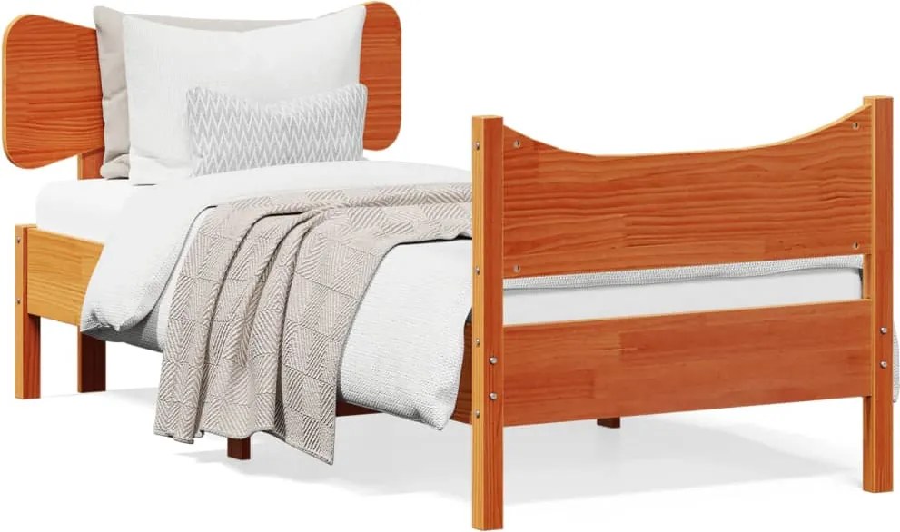 vidaXL viaszbarna tömör fenyőfa ágy matrac nélkül 100 x 200 cm