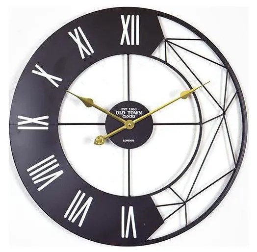 Fali óra 1xAA, 60 cm átmérő, fekete