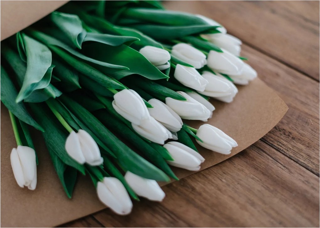 Egy csokor fehér tulipán képe (üvegen) (70x50 cm)