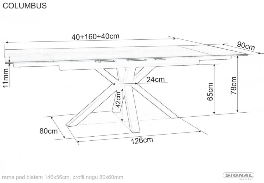 Columbus bővíthető étkezőasztal kerámia 160-240 cm