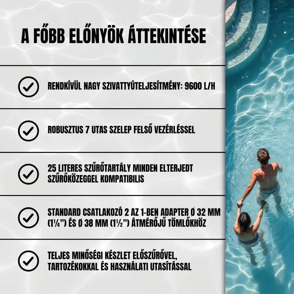 AQUA homokszűrő medencéhez, 9600 l/h, kék Monzana