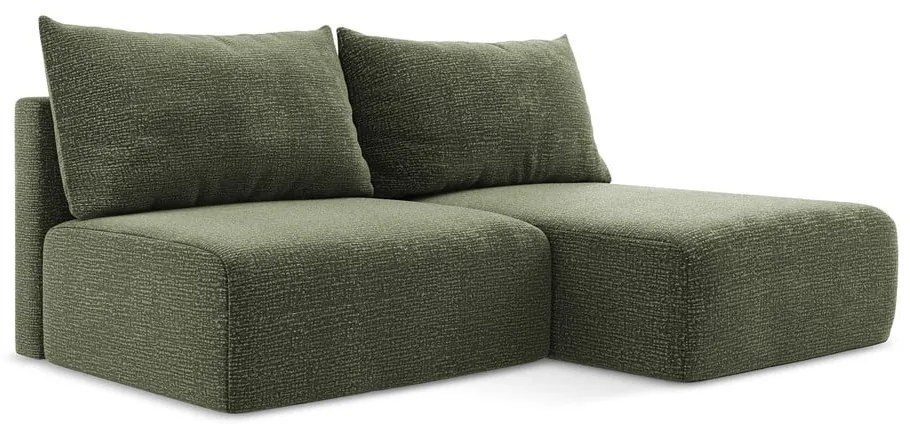 Zöld kinyitható-tárolóhelyes sarokkanapé (jobb oldali) Kalena – Makamii