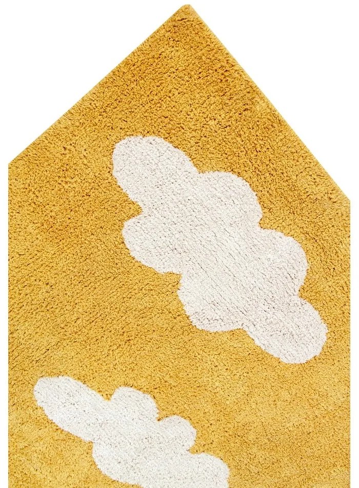 Mustársárga mosható kézi szövésű pamut gyerek szőnyeg 120x160 cm Clouds Mustard – Lorena Canals