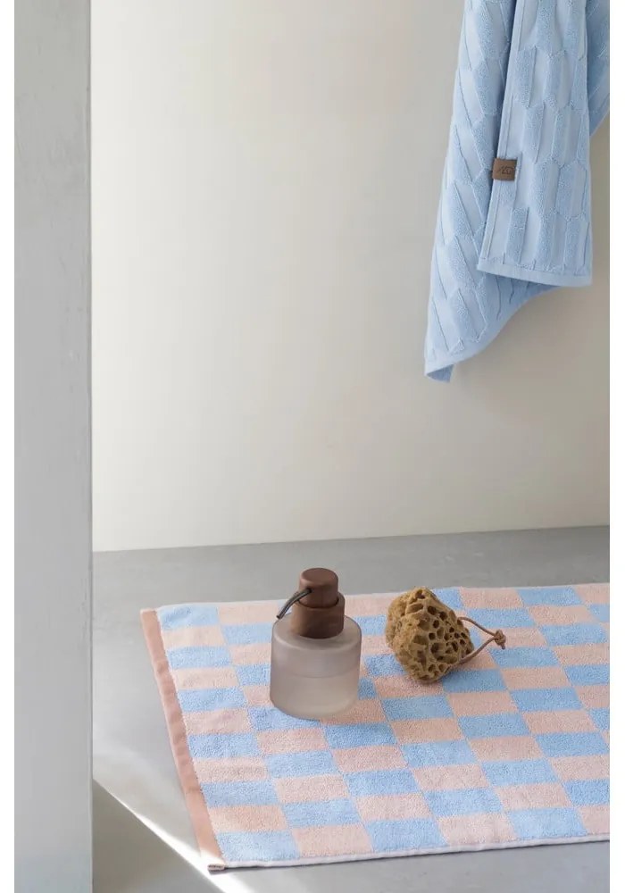 Kék-rózsaszín bio pamut fürdőszobai kilépő 50x80 cm Retro – Mette Ditmer Denmark