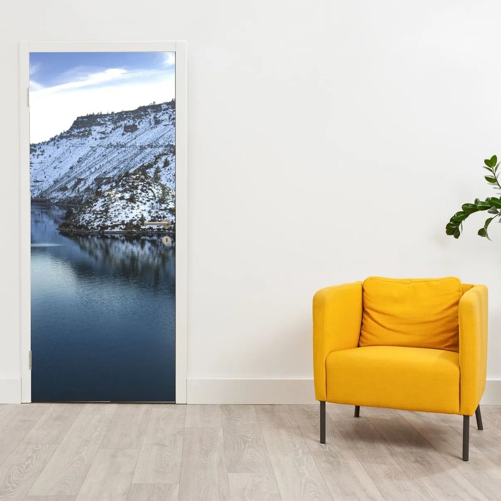 Fotótapéta ajtóra - Téli táj tóval (95x205cm)