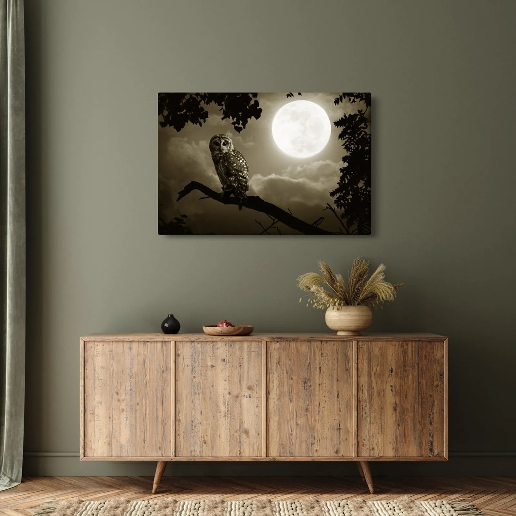 Kép - Éjjeli bagoly, arany (90x60 cm)