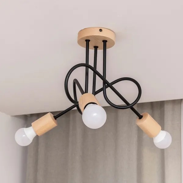 OXFORD felületre szerelt mennyezeti csillár 3xE27/15W/230V fenyő/fekete