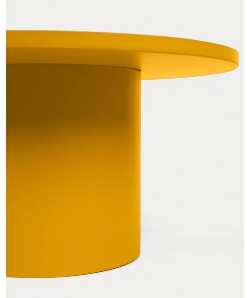 Mustársárga fém kerek dohányzóasztal ø 72 cm Fleksa – Kave Home