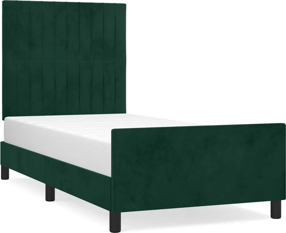 vidaXL sötétzöld bársony ágykeret matrac nélkül 80 x 200 cm