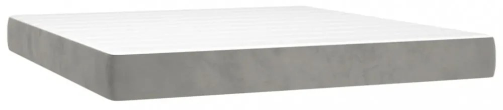 világosszürke bársony rugós és LED-es ágy matraccal 160x200 cm
