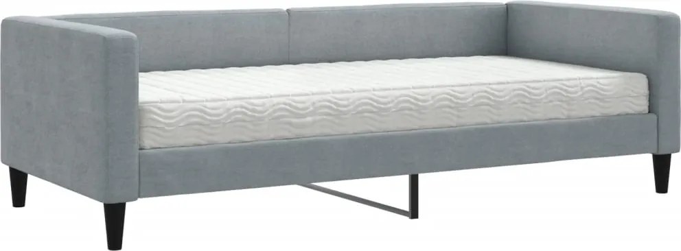 vidaXL világosszürke szövet kanapéágy matraccal 90 x 190 cm