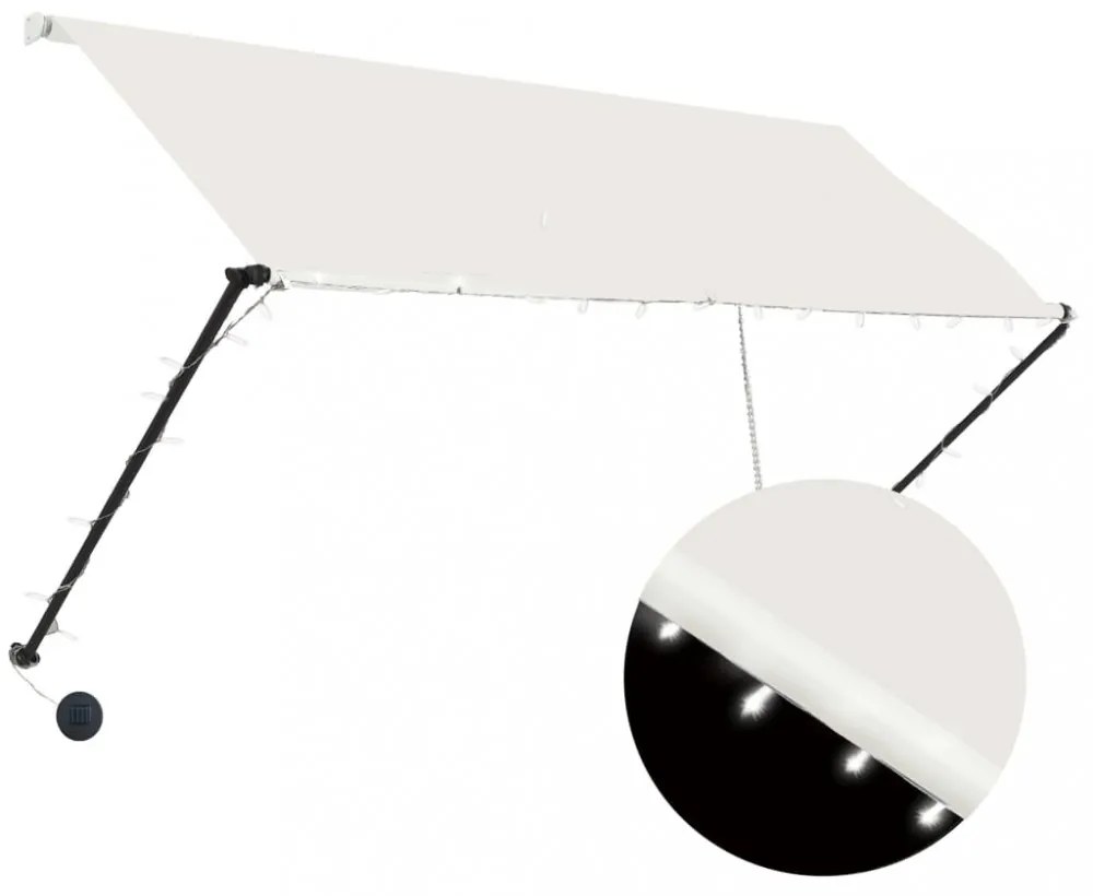 feltekerhető krémszínű napellenző LED-del 250 x 150 cm