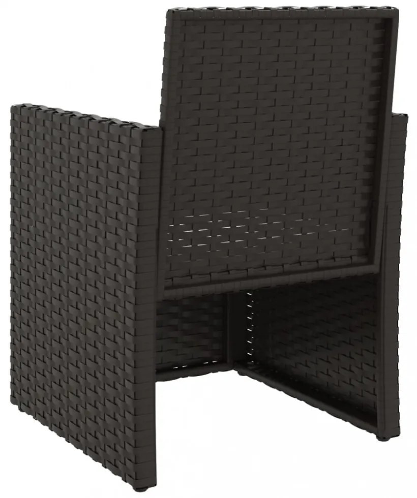 3 részes fekete polyrattan kültéri ülőgarnitúra párnákkal