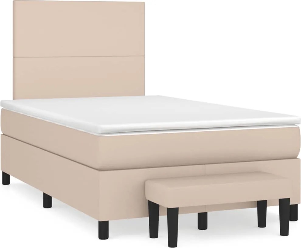vidaXL cappuccino színű műbőr rugós ágy matraccal 120 x 190 cm