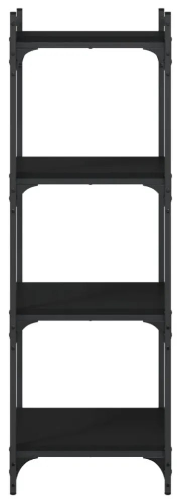 4 szintes fekete szerelt fa könyvespolc 40 x 30 x 120 cm