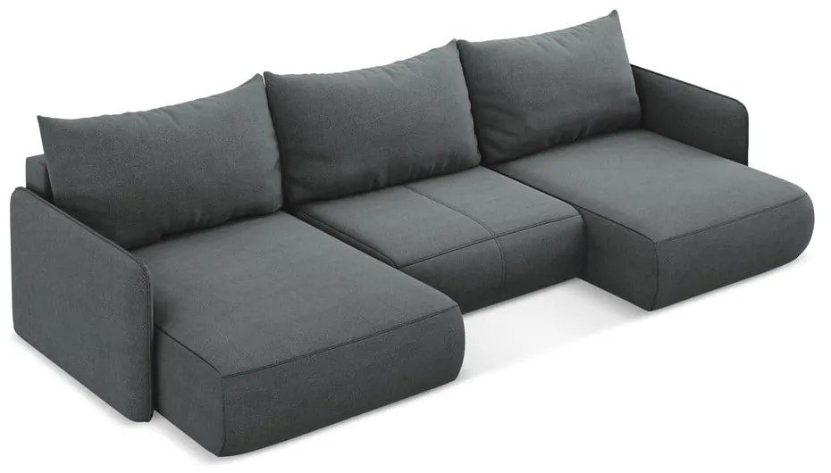 Szürke kinyitható-tárolóhelyes sarokkanapé Nanea – Makamii