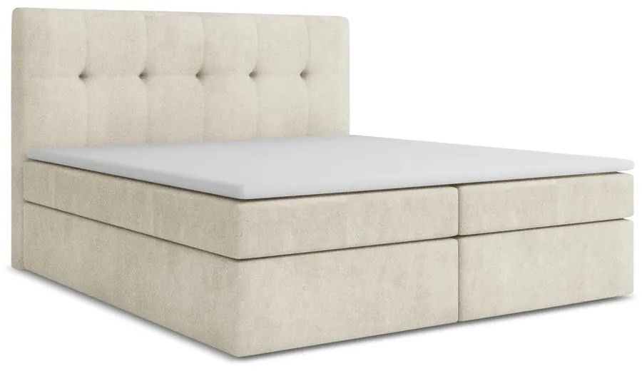 Krémszínű ágyneműtartós boxspring ágy 160x200 cm Palta – Makamii