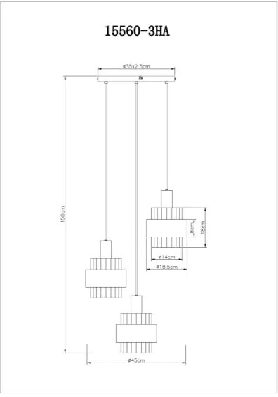 Globo 15560-3HA - MILLEY kábeles csillár 3xE27/60W/230V