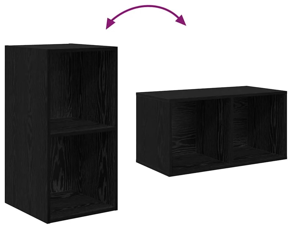 Fali TV Szekrény 2 pcs Fekete tölgy 37 x 37 x 72 cm Faanyag