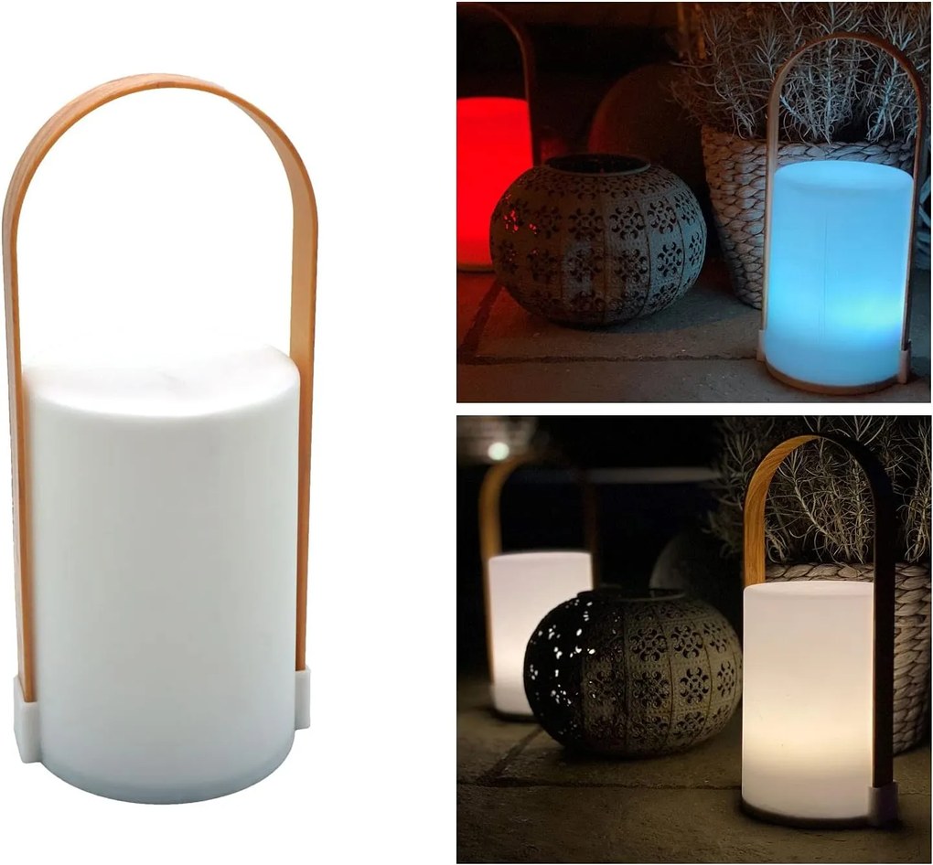 LED asztali lámpa fogantyúval LUNARI 25 cm, fehér