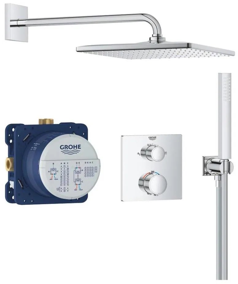 GROHE 34881000 - falba építhető zuhanyrendszer PRECISION 310 × 310 mm fényes króm