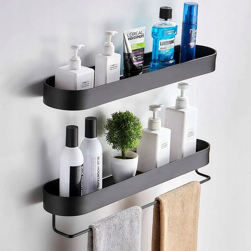 2XTusolópolc 50cm fekete fém, ragasztós