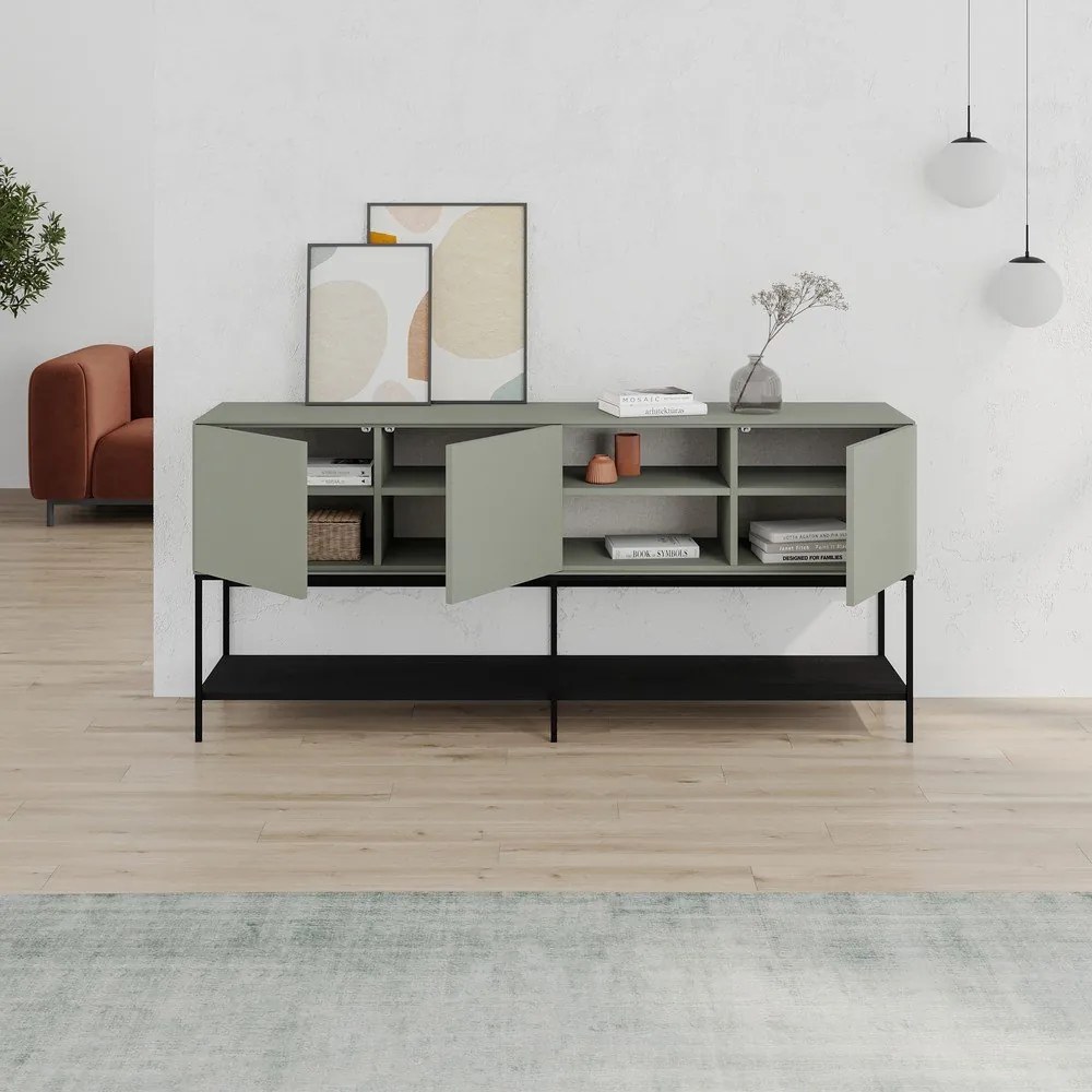 Zöld-fekete komód 180x80x40 cm Amira – Marckeric