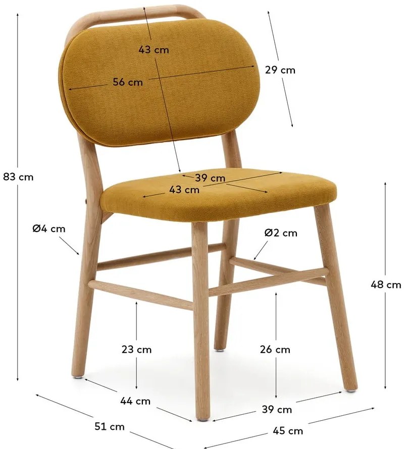 Mustársárga étkezőszék szett 2 db-os Helda – Kave Home