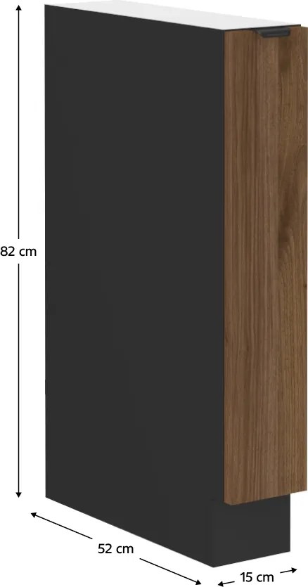 Alsó szekrény kihúzható kosárral, okapi dió/fekete, MENZO 15 D CARGO BB